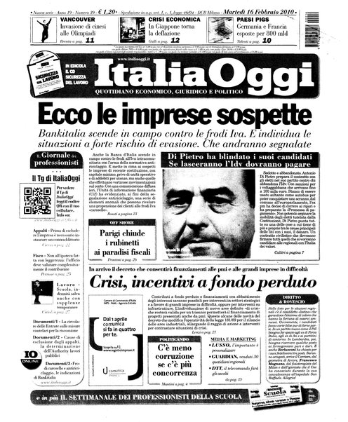 Italia oggi : quotidiano di economia finanza e politica